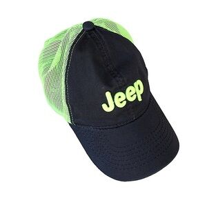 Jeep Cotton Nylon Mesh Gray Green Embroidered Adjustable Trucker Snapback Hat